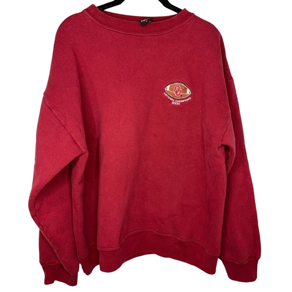 BigTime Vintage Crewneck Sweatshirt OU 2000 Football Championship Size Large Red